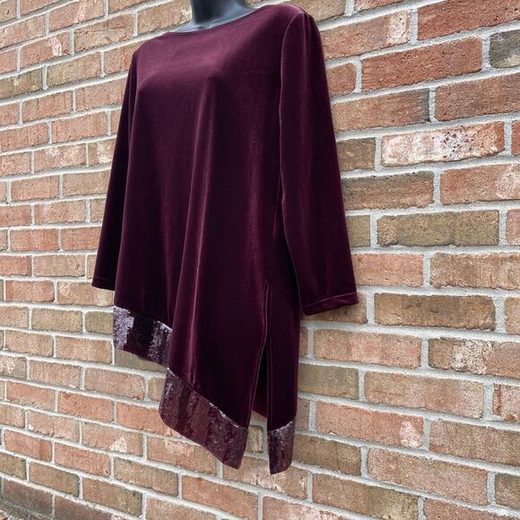 whimsigoth witchy Purple Red Velvet Glam sequin Asymmetrical gothic small grunge - Picture 2 of 12